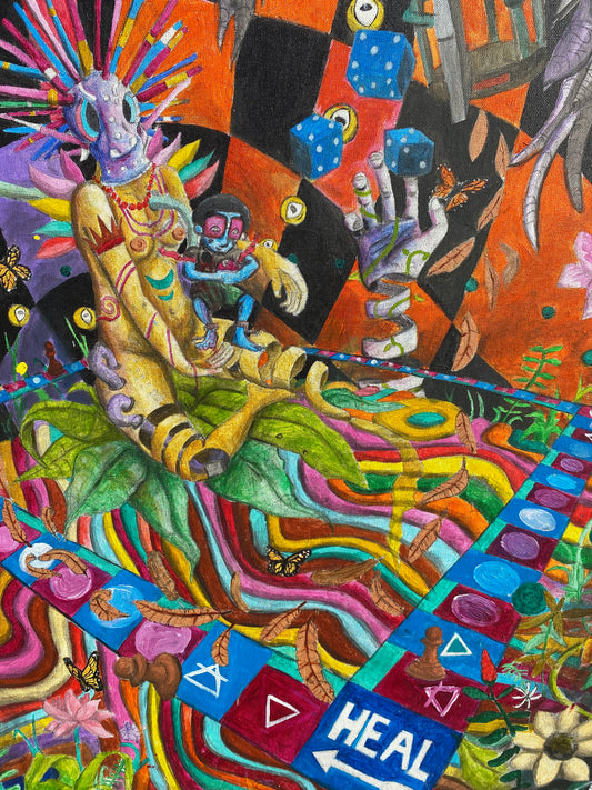 “Baby Huey Enters the game” 36 x 48 Acrylic On canvas