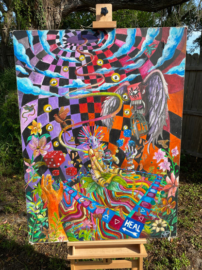 “Baby Huey Enters the game” 36 x 48 Acrylic On canvas